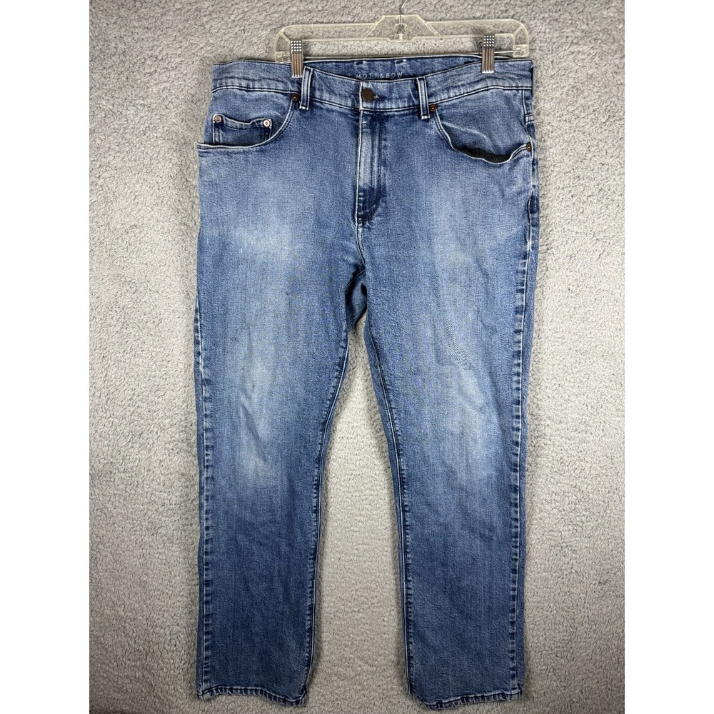 Mott and Bow Jeans Mens 36x31 Blue Light Wash Straight Denim Pant